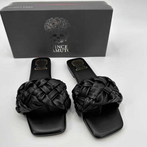 VINCE CAMUTO New in Box Antonni Black Leather Slide Sandal //  6 - Picture 4 of 13
